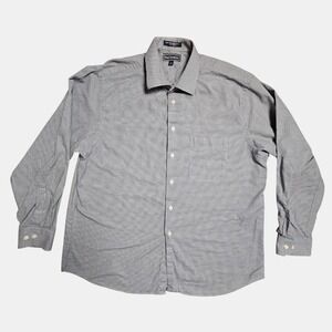 Paul Frederick Finest Long Staple Cotton Houndstooth Long Sleeve Shirt XL Prep‎